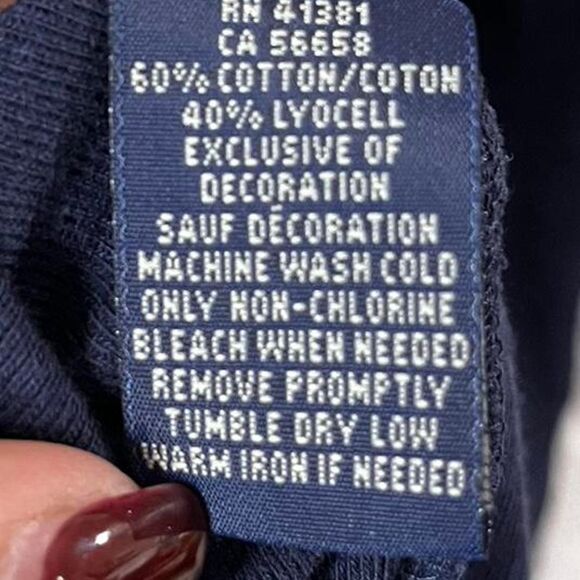 RALPH LAUREN SIZE XL navy blue cotton & lyocell t-shirt with embroidered logo - Picture 6 of 7